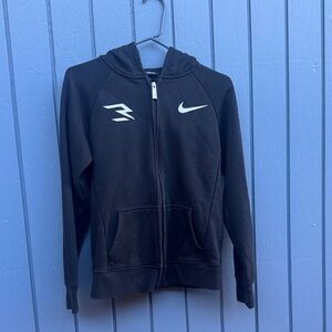 Nike Black Kids' Full-Zip Hooded Sweatshirt with White Swoosh